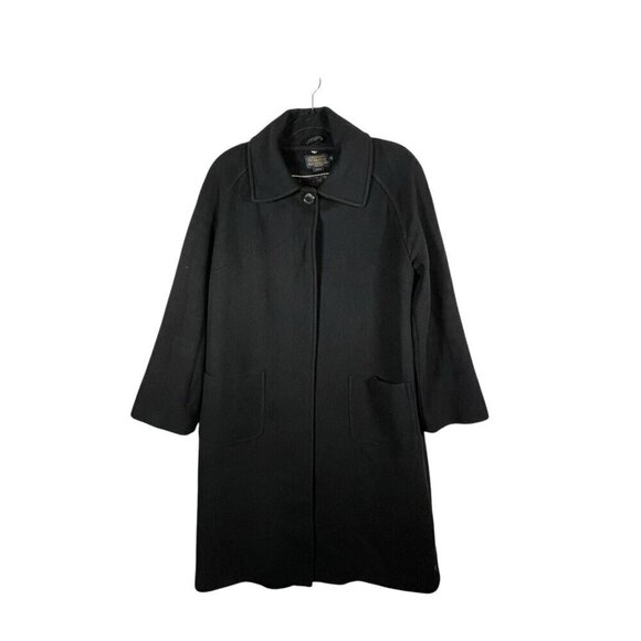 PENDLETON Warm WOOL/CASHMERE TRENCH COAT Long Black Winter Jacket Womens Size 10 - Picture 1 of 12
